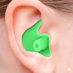 James HealthPlus Swimming & Bathing Ear Plugs Soft Reusable Silicone for Swimming, Bathing, and Ear Protection (1 Pair) (Green, One Size) image 1