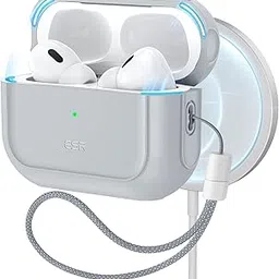 ESR for AirPods Pro 2 Case, Compatible with Airpods Pro Case 2nd / 1st Generation (2023/2022/2019), Compatible with MagSafe, Full Drop Protection Cover with Lanyard, Gray-image-90