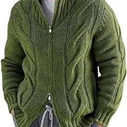 bifanxi Men's Cable Knit Cardigan Sweater with Button Closure and Pockets for Autumn and Winter-picture-22
