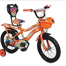 SKYTON Spiral 16 Inch Kids Cycle with Side Wheels Ideal for 4 to 7 Years Boys and Girls Bicycle for Children - Orange-picture-31
