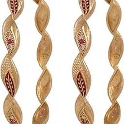 cute gold One Gram Gold Plated Traditional American Diamond Stone Bangles for Women and Girls (4037)-picture-40