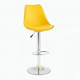 Modern Adjustable Bar Stool with Chrome Base, Yellow Padded Swivel Seat, Contemporary Kitchen Counter Chair-picture-15