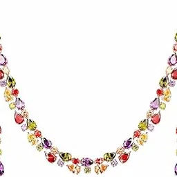 yellow chimes Jewellery Set for Women Swiss Cubic Zirconia 18K Rose Gold Plated Necklace Set for Women and Girls-picture-53