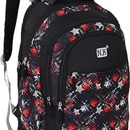 fruzon NK Star Print School Backpack, 26 Litre Capacity, 18 Inches, Waterproof Travel Bag, Black and Red-picture-26