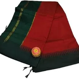 Women's Traditional Pure Kalyani Cotton temple border Saree (Yellow) | Kalyani Pattu Sarees | Kalyani Silk Saree | With Contrast (Dark Green) Blouse-picture-28