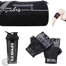 Krishna Kumar Waterproof Sports Duffle Bag for Men & Women with Bottle, Wristband & Gym Gloves | Durable Gym Bag with Shoe Compartment, Travel & Workout Duffel (Black)-picture-41