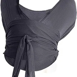 Merishopp Baby Wrap Carrier for Newborn Infant Stretchy Easy to Wear Hands Free Slings Gray M-picture-11