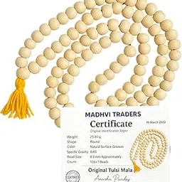 POOJAWAVE Original Tulsi Mala for Men & Women | Handcrafted Rama Tulsi Wood Japa Mala with Beads for Shiv Bhakti, Meditation, Pooja & Spiritual Jaap | Natural Sacred Beads | Wearable (Pack of 1)-image-56