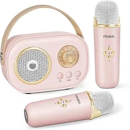 PRUNUS C20 Mini Karaoke Machine,Portable Bluetooth Speaker with 2 Wireless Microphone,Toys for Girls Boys Gifts, Speaker Set Stereo Sound Enhanced Bass for Home Party Birthday(Pink)-image-70
