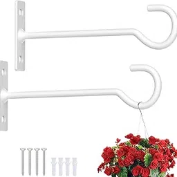QTJUST Wall Hook for Hanging Plant Bracket 6inch Metal Plant Hook Decorative Wall-Plant Wall Hanger forHanging Lanterns, Bird Feeder, Flower Basket, Home Decor Indoor & Outdoor 2 Pack(White)-picture-12