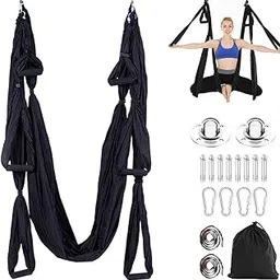 Aerial Yoga Swing Set Trapeze Hammock Kit Ultra Strong Antigravity Flying Sling Inversion Swing Tool Set for Air Yoga Inversion Fitness (Black)-picture-26