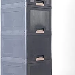 Plastic Modular Drawer Storage Chest Of Drawers Organizer Storage Box, Large Stomo Racks For Multipurpose Anti-slip Shoes Organizers (Grey Cabinet, 4 Layer)-image-39