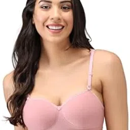 emavic Women's Cotton Blend Lightly Padded Half Cup Wirefree T-Shirt Bra-picture-13