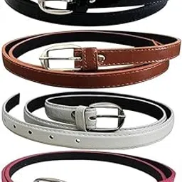 truflair Women's,Ladies's,Girl's Belt For Jeans Pant, Women's Belt for Dresses Casual/Formal Pack of 4 Belt Combo Belt Free Size (Fit on upto 26-36inch Waist Black,Brown & White Pink Color Belt-picture-20