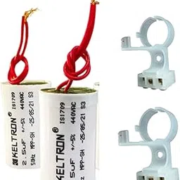 generic Kel tron Original 2.5uF Ceiling Fan Capacitor with lead/wire to Increase Speed White | Mini Cooler Motor Capacitor 2.5 mfd | Table fan capacitor | (Pack of 2 Capacitor and 2 Clamps)-picture-24