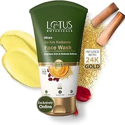 Lotus Botanicals Ubtan De-Tan Radiance Face Wash | Infused with 24K Gold | Bright & Glowing Skin | Removes Tan | No Silicon, No Sulphates, No Parabens, Non-Comedogenic, No Preservatives, No Toxic Chemicals | 100ml image 1