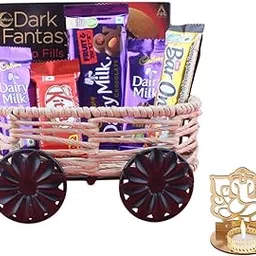 SFU E Com Crunchy Nutty And Caramely Chocolate Cart| Diwali Chocolate Gift | Premium Diwali Ganesh Jee Shadow Idol with Chocolate Hamper | Chocolate Gift Hamper | 1571-picture-32