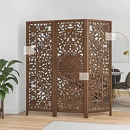 COZYDOR Elegant Folding Room Divider – Decorative Wooden Partition Screen Separator Room Dividers for Home, Office & Studio Spaces Wall Panels for Living Room/Bedroom/Office/Restaurant/Corner (Brown)-picture-10