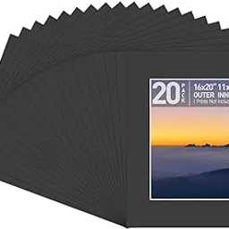 Pack of 20 16x20 Black Picture Mats with White Core Bevel Cut for 11x14 Pictures-image-53