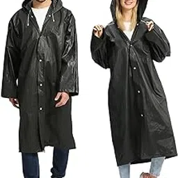 fantasize 1 PCS Raincoats for Adults Reusable, EVA Rain Ponchos Lightweight Rain Coat Waterproof Rain Gear for Men and Women Black-picture-24