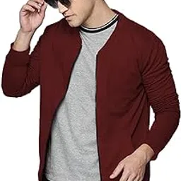 leotude CASUAL JACKET For Men's Regular Fit Loopknit Full Sleeve Bomber Jacket (Color: Maroon)-picture-28