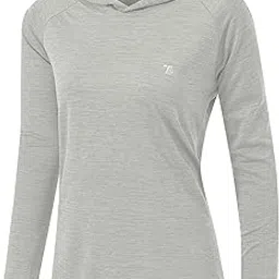 tbmpoy Womens UPF 50+ Sun Protection Hoodie Shirt Long Sleeve Fishing Hiking Outdoor UV Shirt Lightweight Light Grey M-picture-23