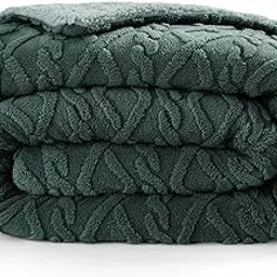 BSB HOME Flannel Coral with Sherpa Luxurious Super Soft Fluffy Cozy Fuzzy Warm Reversible Single Bed Blanket for Winter 500GSM Blanket/Quilt Rajaai - Color- Bottle Green, 220 x 150 Cm, Weight- 2kg-image-12