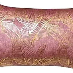 Bellbox Set of 2 Polycotton Cushion Covers – 12x18 Inches – Leaf Print – Soft Cushion Covers for Kids Room, Sofa & Living Room Decor (Onion Pink, Set of 6)-picture-10