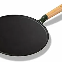 Cast Iron Naturally Non Stick Tawa|Free Spatula, Sponge & Holder|26 cm tawa for Roti/Chapati|100% Toxin Free Patented Coating, Rust-Free|No Seasoning Needed|Beachwood Handles|Green Colour-picture-69