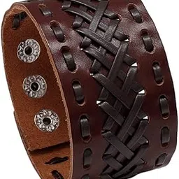 dsimple Mens Retro Wide Leather Bracelet | Adjustable Wristband for Casual and Everyday Wear-picture-11