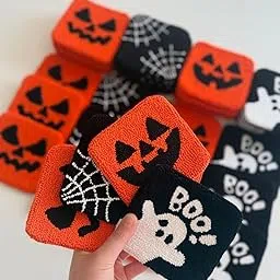 Halloween Coasters, Add a Touch of Handmade Charm and Spooky Fun to Your Halloween Decor, Supersoft and Lightweight, Anti-Slip, Best Gift Idea(Set of 2) (Ghost-Boo)-image-1