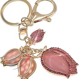 iaccessories Sparkling Rhinestones Rose Flower Key Ring | Keychain Charm for Girls Bags, Wallets and Luggage - Pink-picture-49