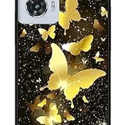 NDCOM for Motorola Moto Edge 50 Fusion Back Cover Golden Butterfly Printed Metal Case-picture-31