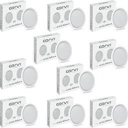 CORVI LED Flat 6 Round Ceiling Panel Light | 23 Watts Illumination Using 15 Watts Power | Slim, Driverless & Dimmable| Backlit for Maximum Output | 4000K Easy White (Pack of 10)-image-2