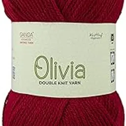 Ganga Acrowools Acrylic Olivia,Double Knit Yarn. Hand Knitting&Crochet Yarn. Oekotex Class 1 Certified. Pack Of 2 Balls-100Gms Each. Shade No-Olv012, Maroon image 1