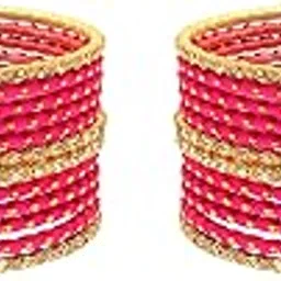 JewarHaat Colorful Bangle Set Multi-Color Collection Silver Golden Glitters Glossy Glaze Exotic Matte Vintage Textured Metal Metallic Glass Pattern 24 Piece Jewelry-image-89