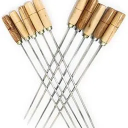 Stainless Steel Skewers Rod Square 10 mm Thickness Barbeque Grilling Stick, Multicolour 2 Feet Rod, Handle - Pack of 10 Pieces-picture-13