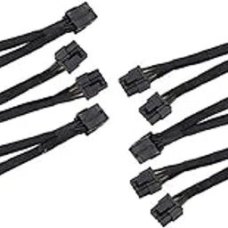 SamMus 18 AWG 8 Pin GPU Pcie PCI Express Sleeved Female to Dual 8 Pin (6+2) Male Y Meshed Splitter Extension Power Cable for Graphics Video Card Adapter and Mining (18 Cms) - Pack of 6-picture-36