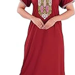 noxty Stylish Lizzybizzy Nighty Maxi for Women | Full Length Nightgown | Heavy Embroidery Nightdress with Pockets-picture-28