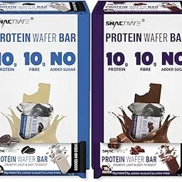 Snactivate Protein Wafer Bars Combo pack - Double Chocolate & Cookies & Creme with 10g Protein, 10g Fiber & Sugarfree | Tasty & Crunchy Whey Protein Bars | Healthy Energy Bars | 40 gm (Pack of 12)-picture-27