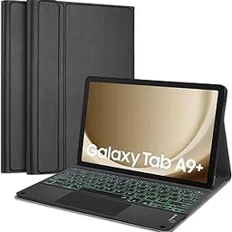 HOM Tri-Fold 7-Colour Backlight Detachable Wireless Bluetooth Keyboard with Trackpad/Touchpad Tablet Cover Case for Samsung Galaxy Tab A9 Plus / A9+ 11 inch Tablet-picture-12
