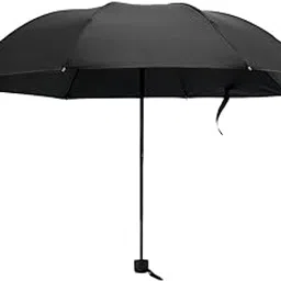Kuber Industries 3 Fold Manual Umbrella | Windproof, Sunproof & Rainproof | with Polyester Canopy, Sturdy Steel Shaft & Wrist Straps | Easy to Hold & Carry | Umbrella for Women, Men & Kids |Black-image-64