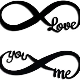 Shilpacharya Handicrafts Handmade MDF Wooden Wall Hanging Sticker Infinity Love You and ME Set of One for Home Decoration and Gifting (Black)-picture-17