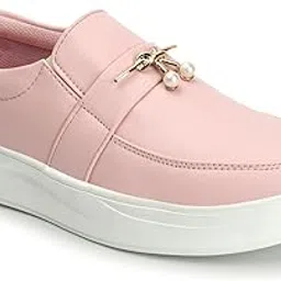 evoltar Synthetic Leather Women Slip-On Sneaker with Gold Lace Lock Buckle Girls Casual Shoes-picture-33
