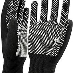 PVC-Dotted Cotton Gloves for Enhanced Grip - Ideal for Cricket, Biking, Outdoor Adventures, and Work (Pair, Black)-picture-36