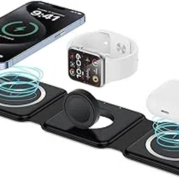 Ivory 3 in 1 Magnetic Foldable Wireless Charger for iPhone and Samsung Series | Compatible with AirPods Pro/2/3 | 23W Charging | Wireless Charger - Matte Black-picture-26