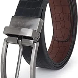 cimoni Reversible Leather Belt for Men | Genuine Leather & Vegan Leather Pin Buckle Belt | Classic Black/Brown Adjustable Belt for Formal, Business, Office & Casual Wear-picture-12