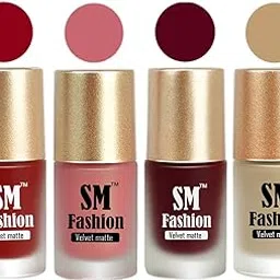 SM FASHION Matte Nail Polish Combo | Velvet Dull Matte Nail Paint Berry Pink -Light Nude-Maroon-Nude (Pack of 4: 7ml each)-image-79