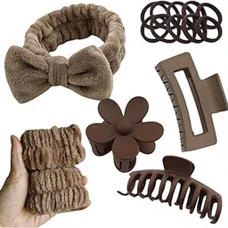 Women’s Hair Accessories Combo Set Brown Hair Accessories Set for Women and Girls – Claw Clips, Scrunchies, Elastic Bands & Headband”-image-11