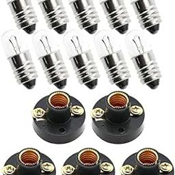 generic SP Electron Pack of 10 Pcs Student Experiment Lighting DIY Accessories 6.3V 0.15A Screw Mini Bulb and 5PCS E10 Mini Black Plastic Pure Brass Screw Type Bulb Holders Lamp Bases-picture-7